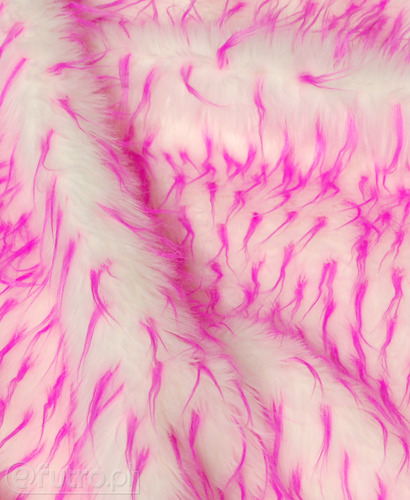 MATERIAŁ FUTRZANY JEŻ RÓŻOWY 538-5/A, ekologiczne futro w kolorze białym z pędzelkami w kolorze różowym o długości do 80 mm