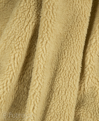 Beige 37593 Teddy Sherpa Faux Fur Fabric Pile Length 8 mm