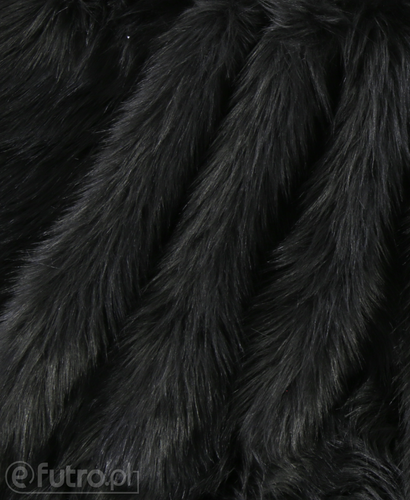 Black Faux Fur Fox Long 040 Pile Length 90 mm