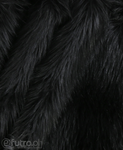 Black Faux Fur Fox Long 040 Pile Length 90 mm