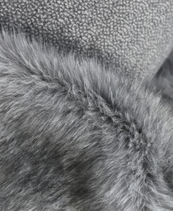 Grey P-9 Fox Premium Faux Fur 60 mm, piece measuring 0,50cm x 1,48cm for sale as a whole