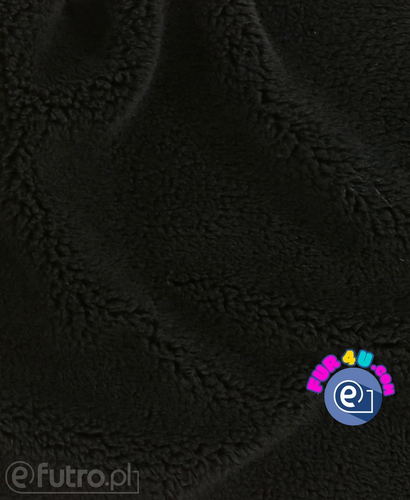 Black Teddy Sherpa Wool Faux Fur Fabric 3354 -SII, piece 90cm x 150cm for sale as a whole