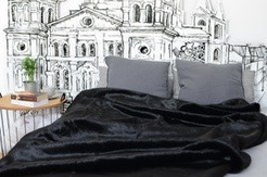 Decorative faux fur bedspread BLACK PANTHER