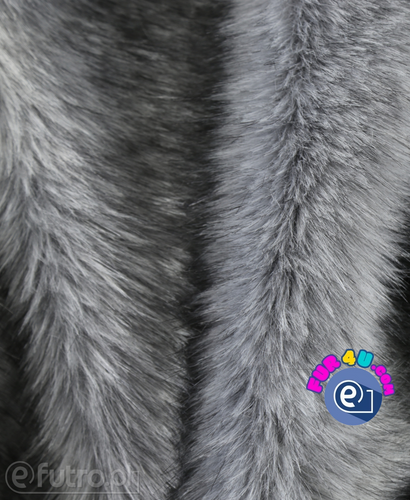 Grey P-9 Fox Premium Faux Fur 60 mm, piece measuring 0,50cm x 1,48cm for sale as a whole