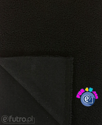 Black Teddy Sherpa Wool Faux Fur Fabric 3354 -SII, piece 90cm x 150cm for sale as a whole