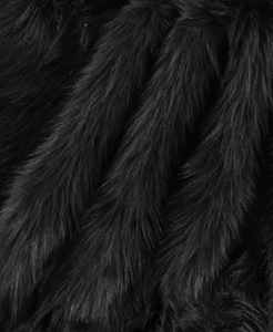 Black Shaggy Raccoon Faux Fur Fox Long 040 Pile Length 90 mm