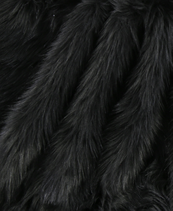 Black Faux Fur Fox Long 040 Pile Length 90 mm