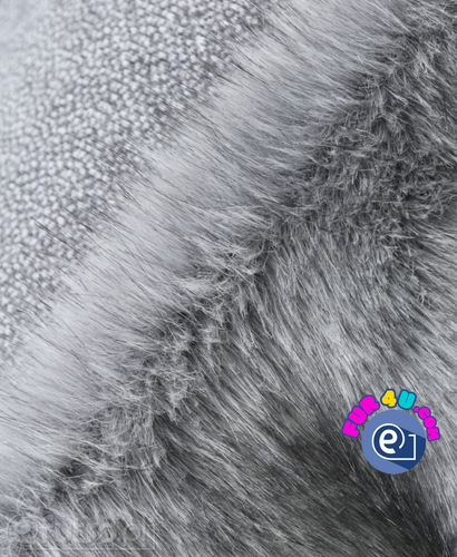 Grey P-9 Fox Premium Faux Fur 60 mm, piece measuring 0,50cm x 1,48cm for sale as a whole