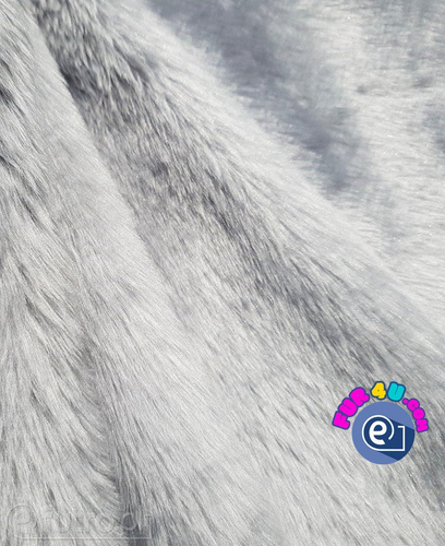 Grey 31507  - SII Long Pile Plush Fabric,  piece 120 cm x 150 cm for sale as a whole