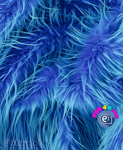 Cornflower Blue Shaggy Raccoon Faux Fur Fox Long 026 Pile Length 90 mm