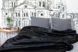 Decorative faux fur bedspread BLACK PANTHER