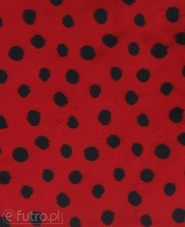 Biedronka 325180/1 czerwony, to miękki materiał futrzany z krótkim włosem do 9 mm
