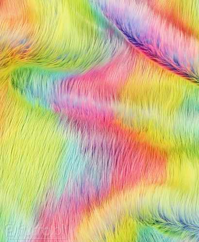 MATERIAŁ FUTRZANY FOX TĘCZOWY 1757, sztuczne futro w przepięknych, tęczowych kolorach z włosem o długości do 60 mm