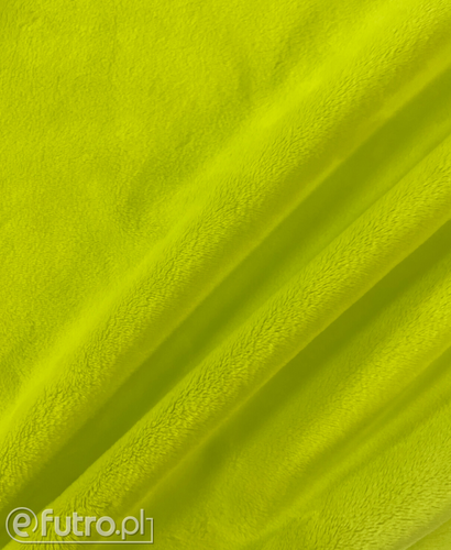 MINKI LEON PREMIUM 028 żółty, to aksamitna i miękka w dotyku dzianina w typie velboa, z włosem o długości 3 mm